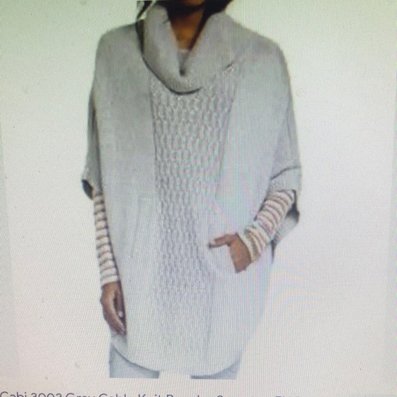 EUC- CAbi Heather Gray Cableknit Poncho Sweater - Picture 6 of 9